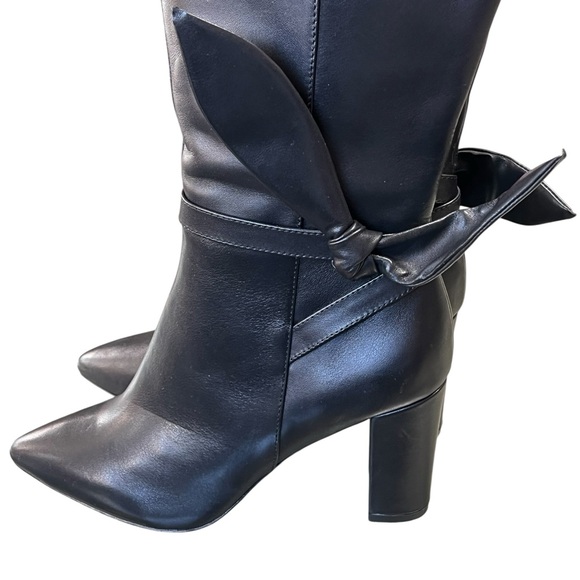 Jojo + Palenki NWOT Andcor black leather knee high bow detail heeled boots - Picture 5 of 11